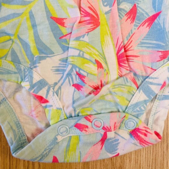 Carters Sleeveless One Piece Tropical Floral Romper for Baby 3M Cotton - Picture 5 of 7